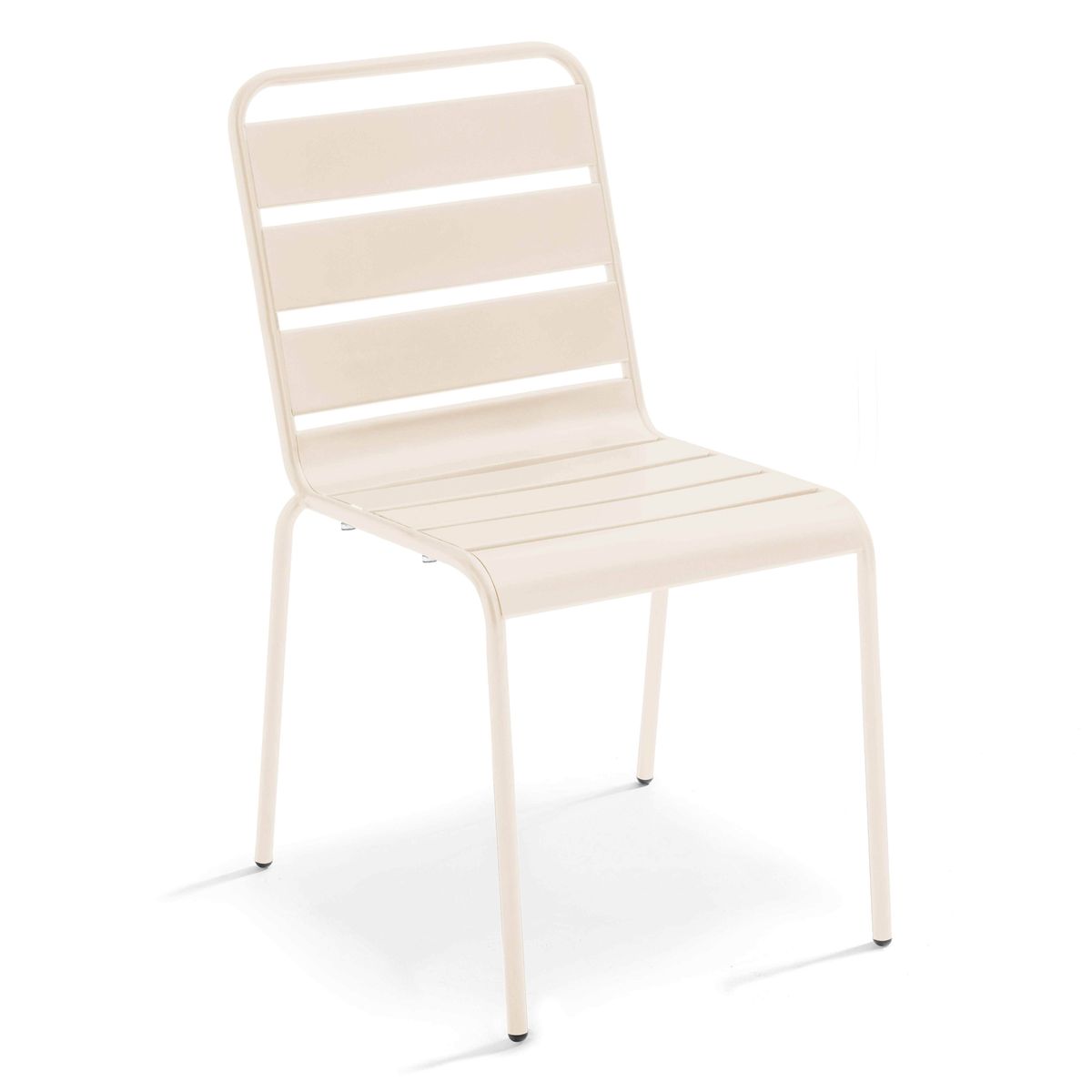 Ensemble table inclinable en HPL et 2 chaises en métal taupe chaise ivoire, OVIALA