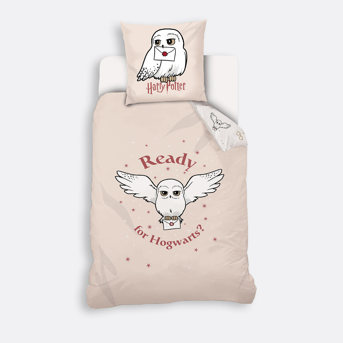 Parure de lit coton, Hedwige imprimé, HARRY POTTER
