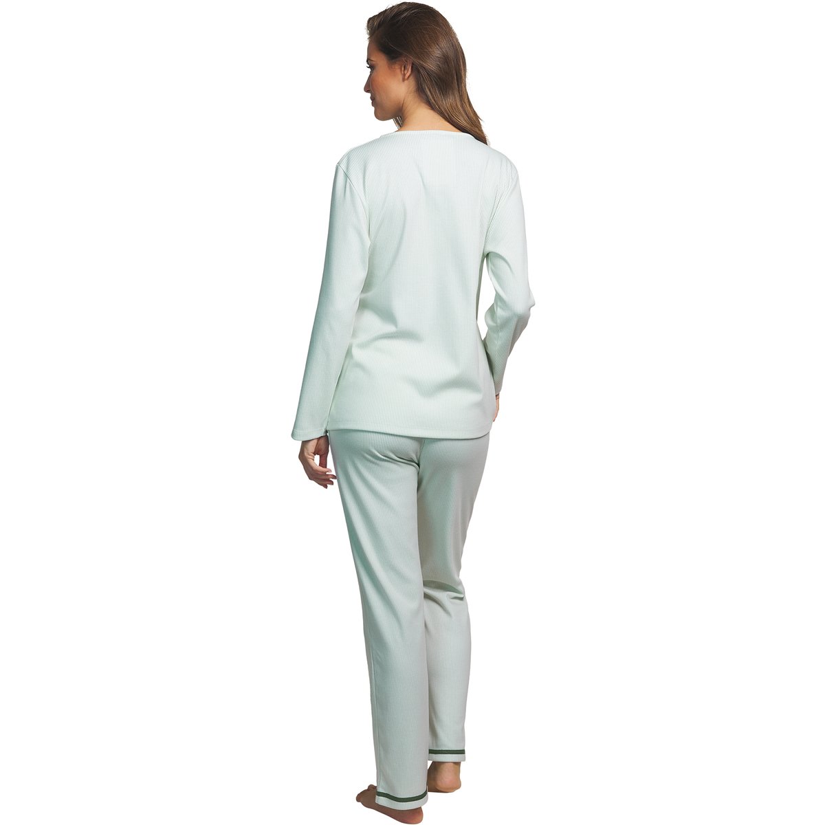 Pyjama pantalon haut cache-coeur manches longues Rayas vert, SELMARK