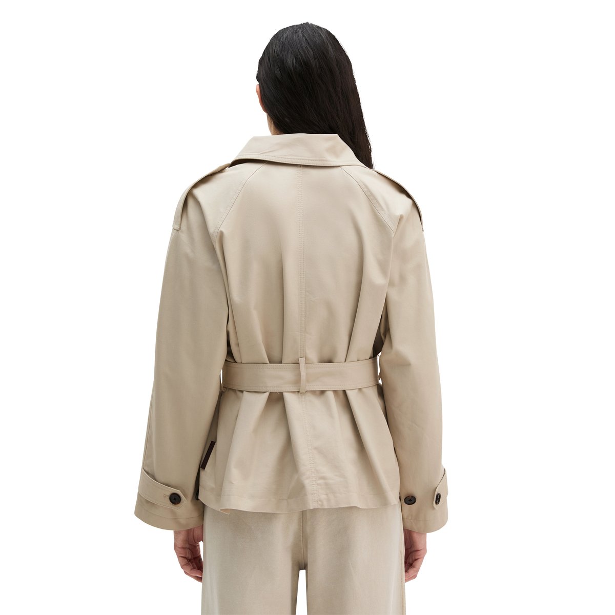 Veste trench régulière en mélange de coton organique et de lyocell gris clair, MARC O'POLO