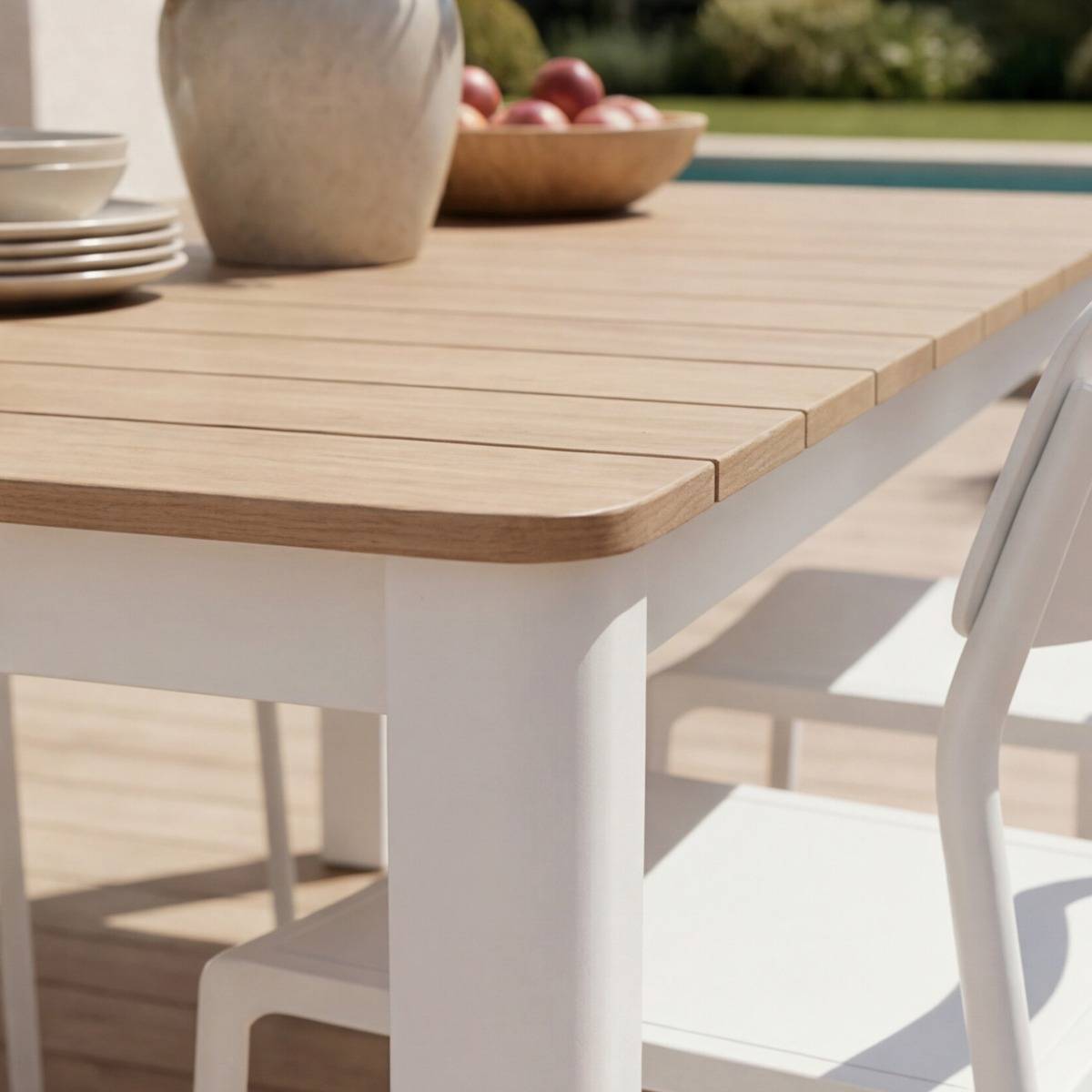 Table de jardin en aluminium AYDEN blanc, MADE IN MEUBLES