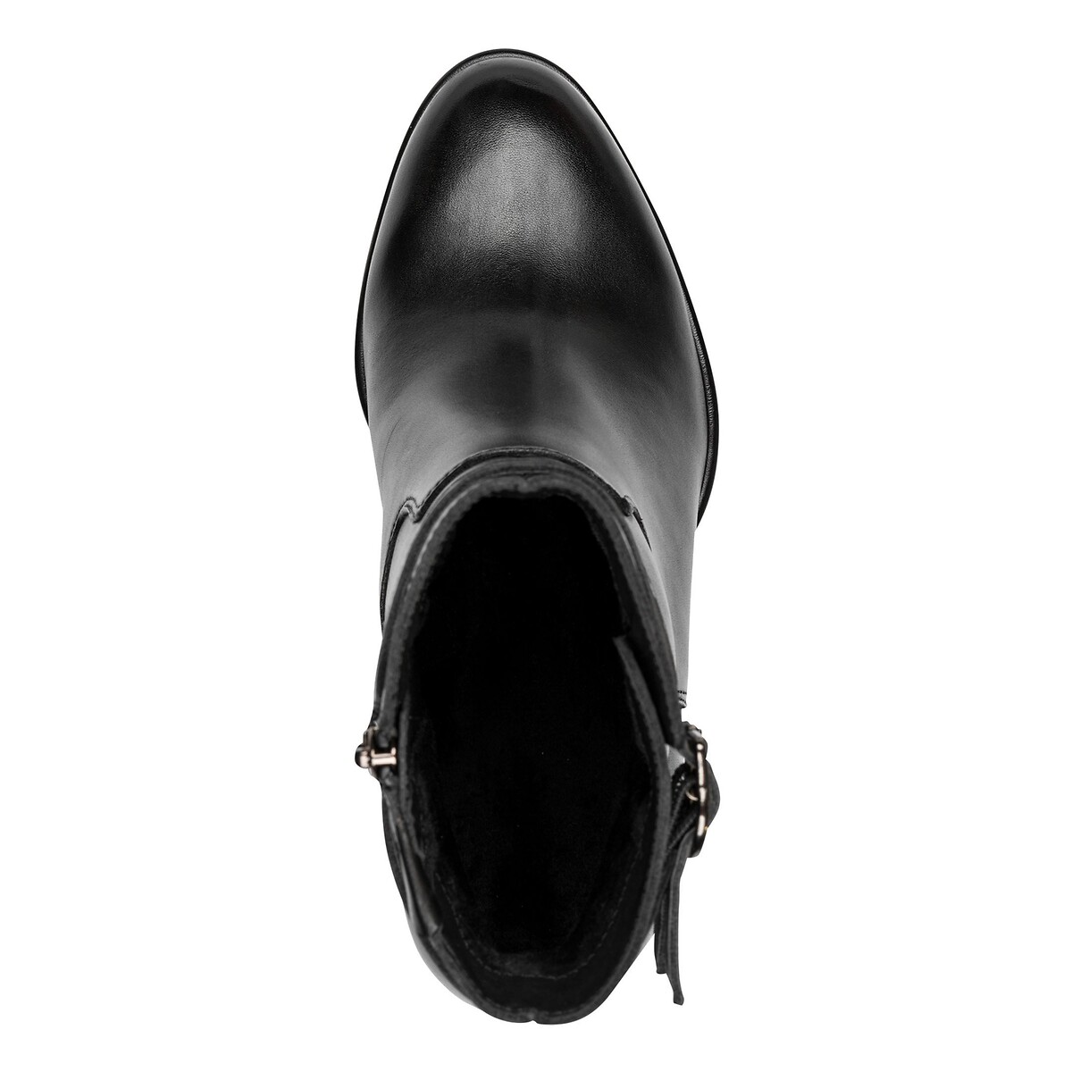 Bottines en cuir à talons noir, TAMARIS