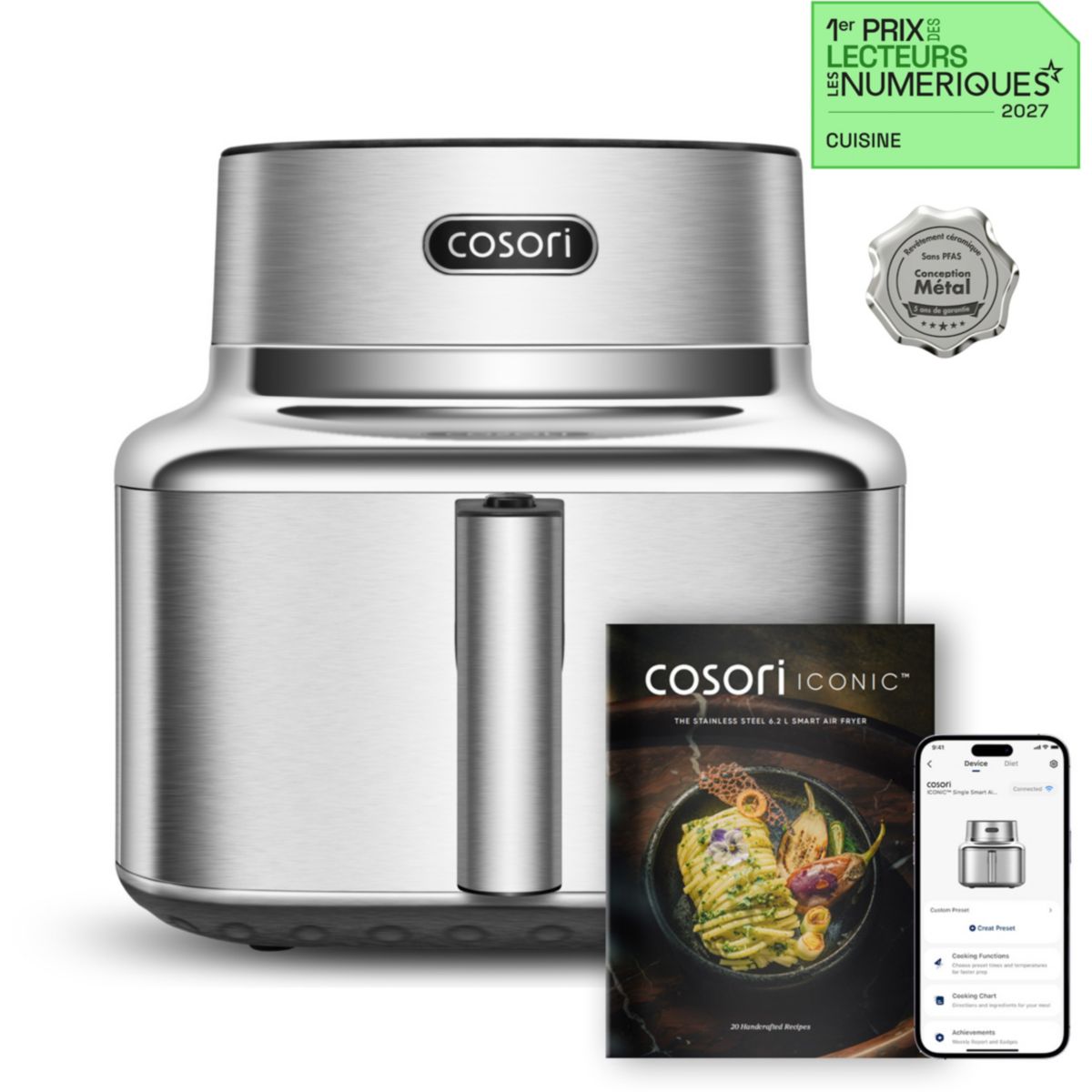 Friteuse sans huile ICONIC™ Single -  6,2 L, connecté couleur unique, COSORI