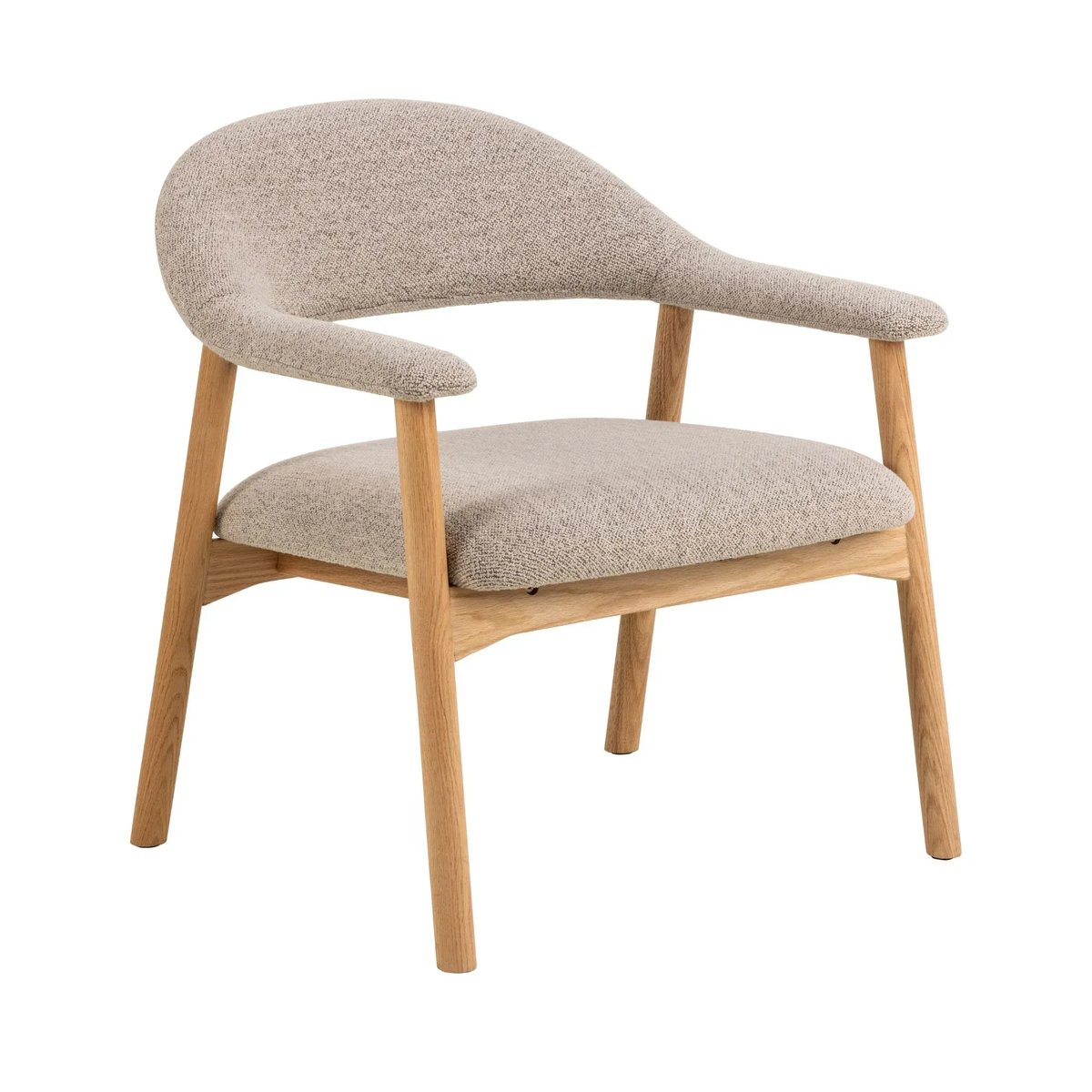 Fauteuil avec accoudoirs en chêne et tissu bouclette beige - ELYA beige, HELLIN, DEPUIS 1862