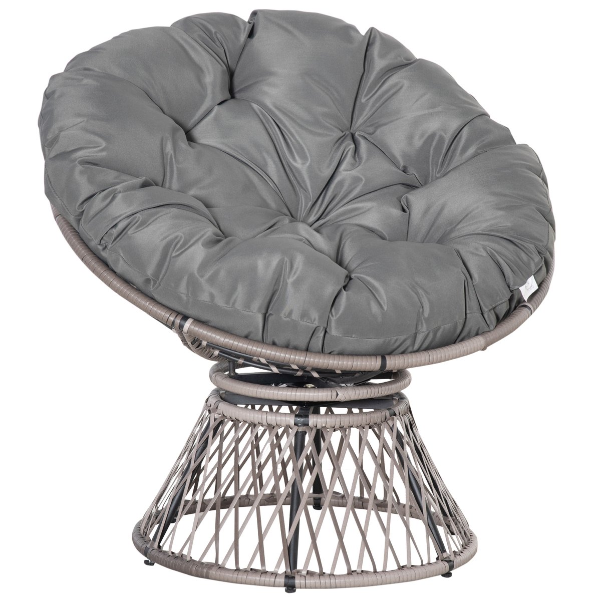 Fauteuil pivotant en rotin Résine tressée gris, OUTSUNNY