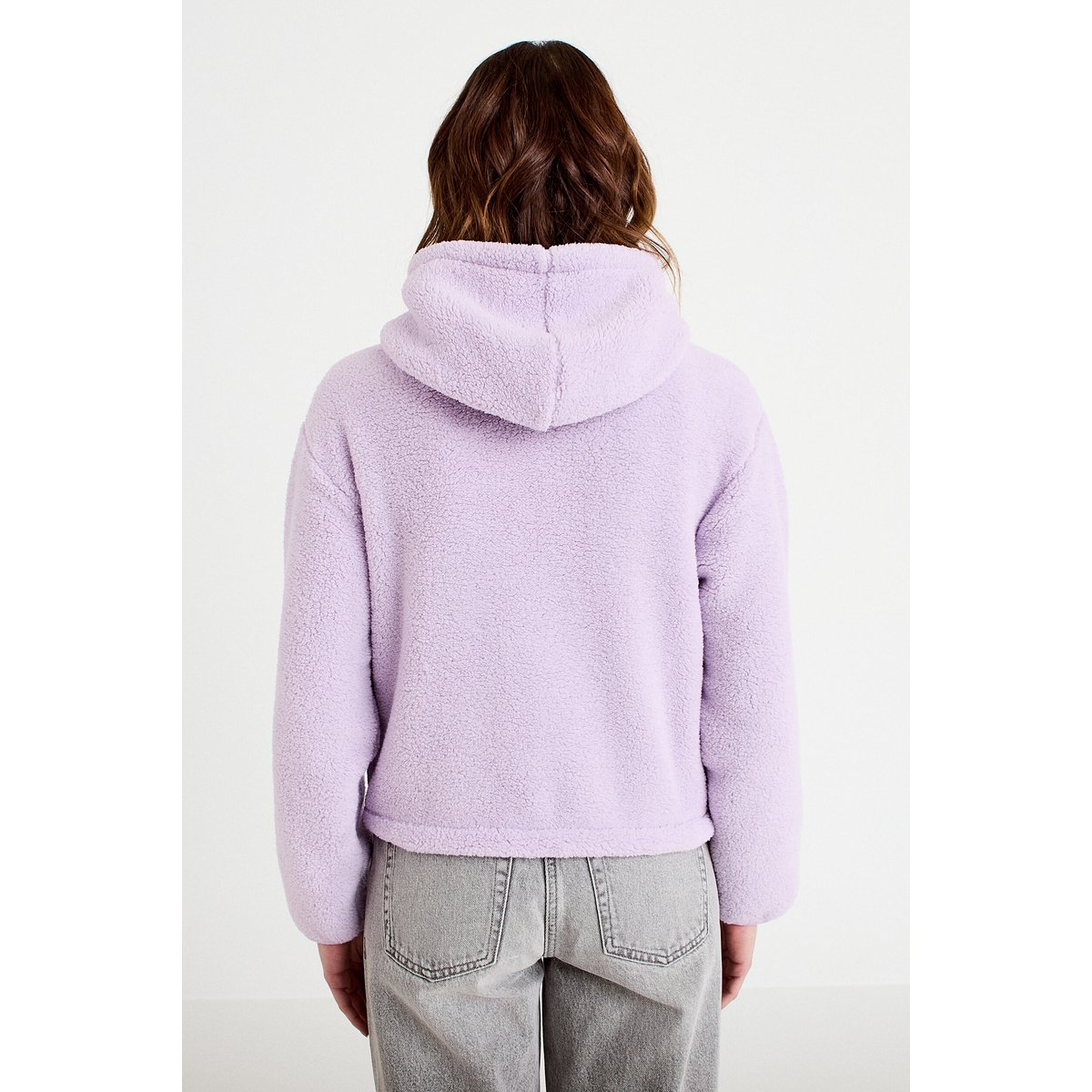 Veste effet polaire à capuche parme, CACHE CACHE