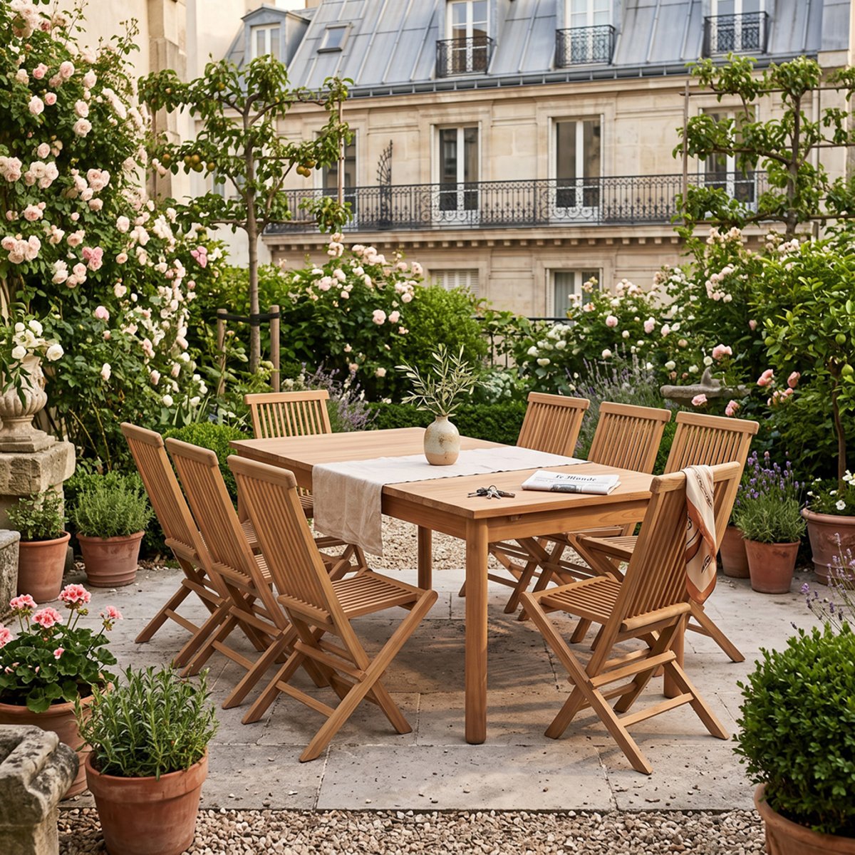 Salon de jardin en teck massif Riviera, 10 places naturel, TECK ATTITUDE