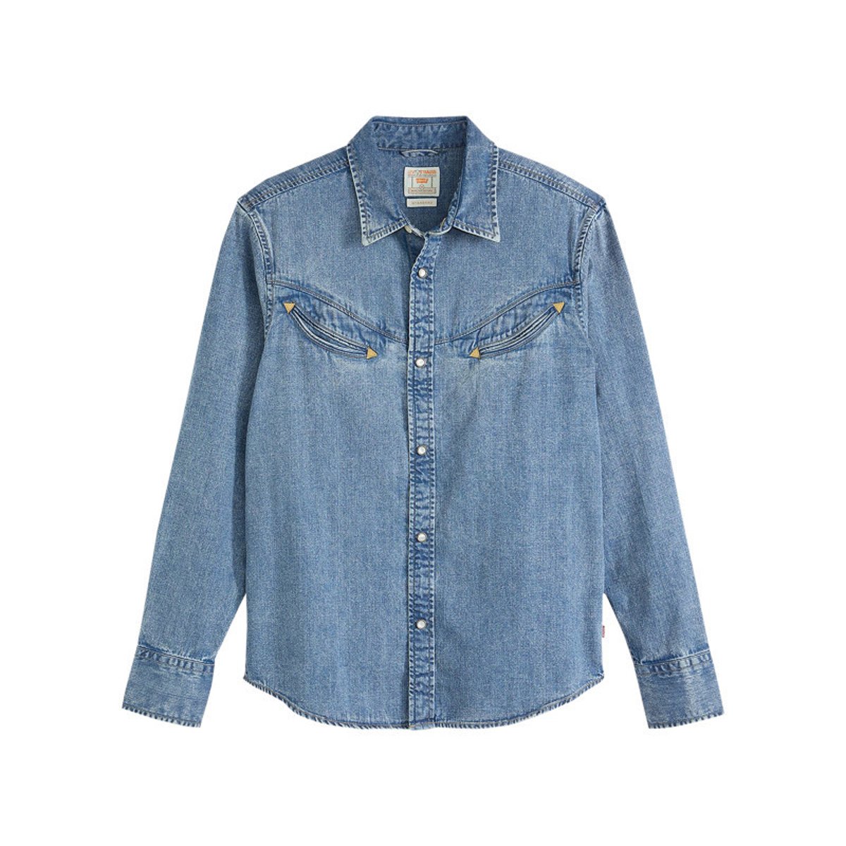 Chemise en coton bleue unie coupe regular pourvue d'un col à rabats bleue, LEVI'S