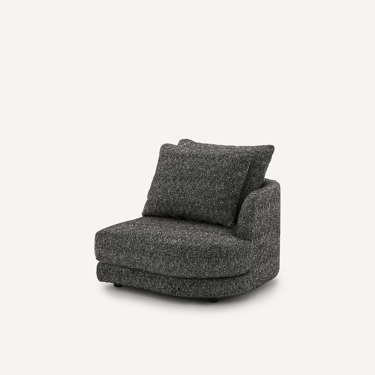 Demi-canapé droit, arrondi, modulable en bouclette, TIBERIO noir, AM.PM