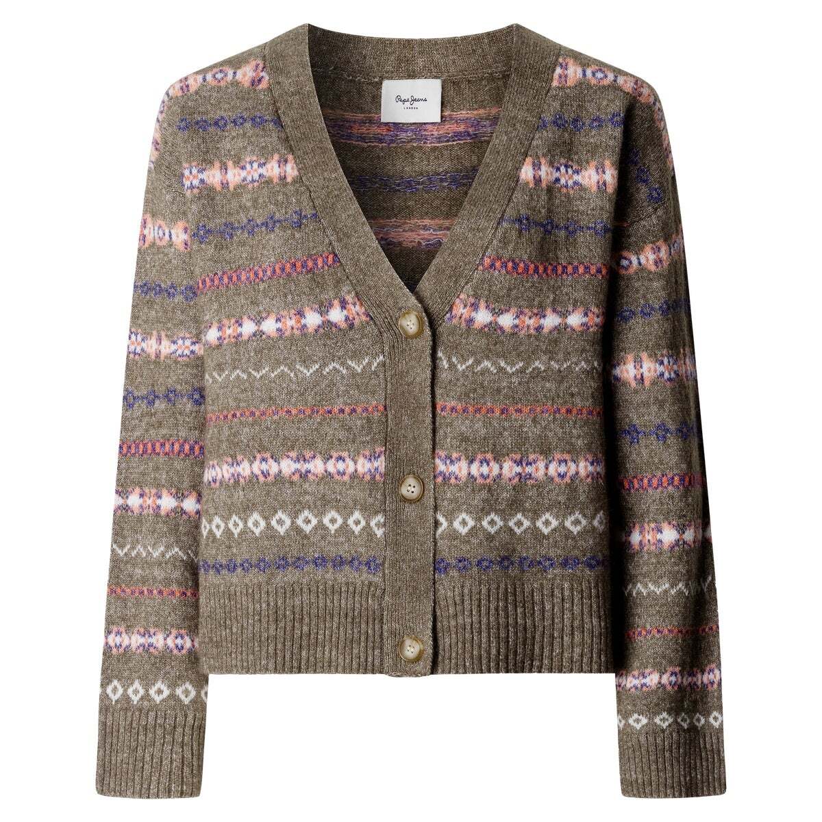 Cardigan En Maille À Col V vert gamme, PEPE JEANS