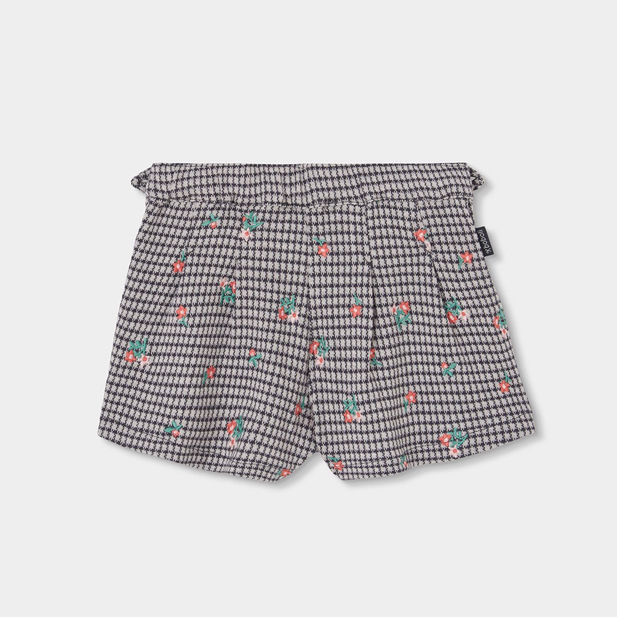 Jupe-culotte maille carreaux brodée fleurs fille multicolore, BOBOLI