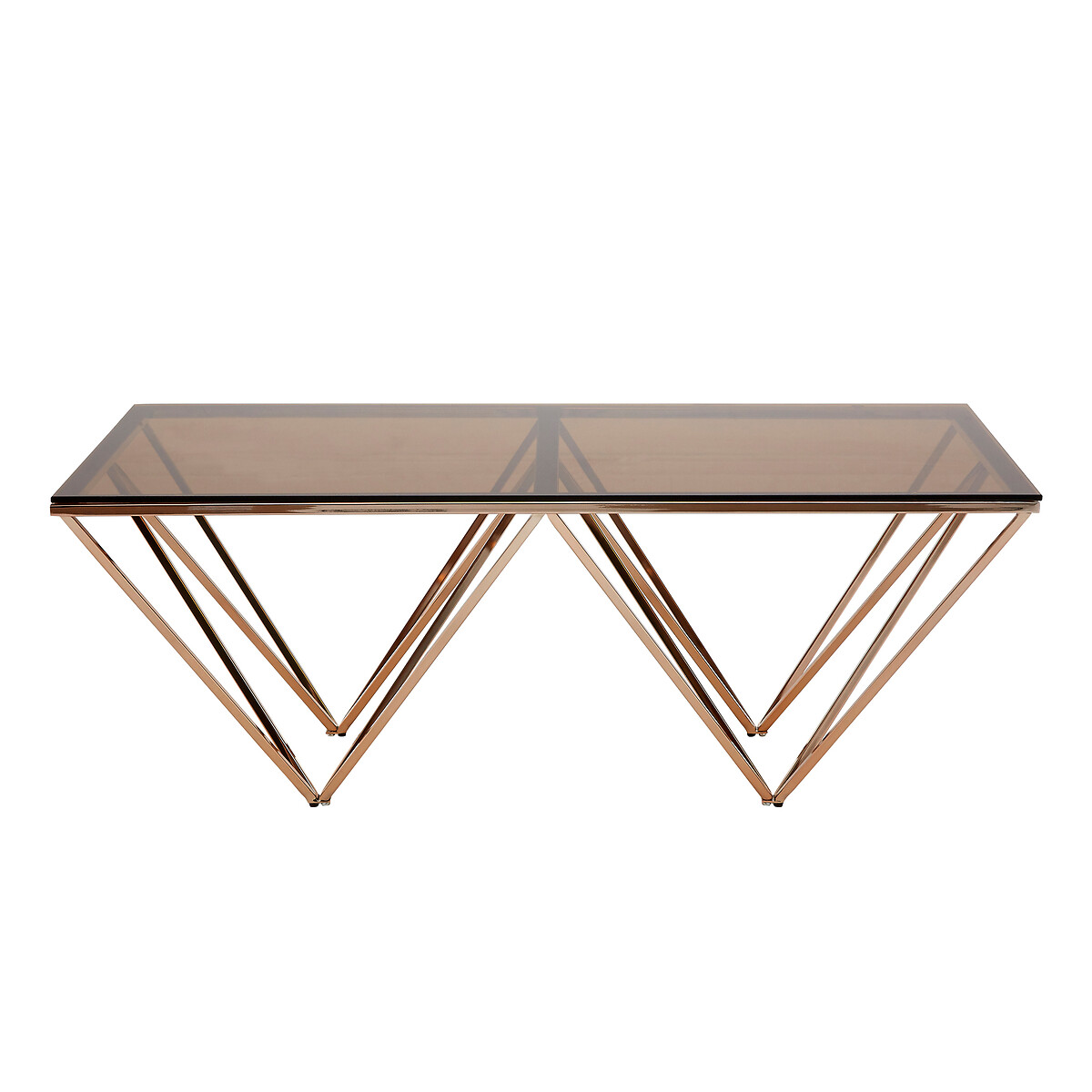 Amber Smoked Glass Coffee table with Champagne Metal Legs gold-coloured, SO'HOME