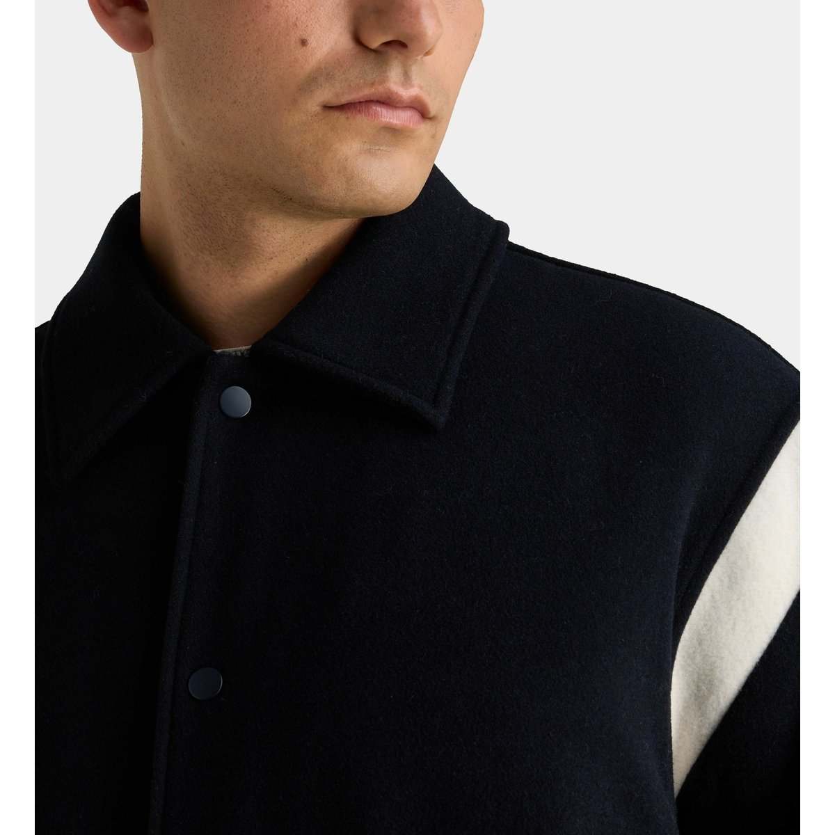Blouson rarsity ample en laine bleu marine, GALERIES LAFAYETTE