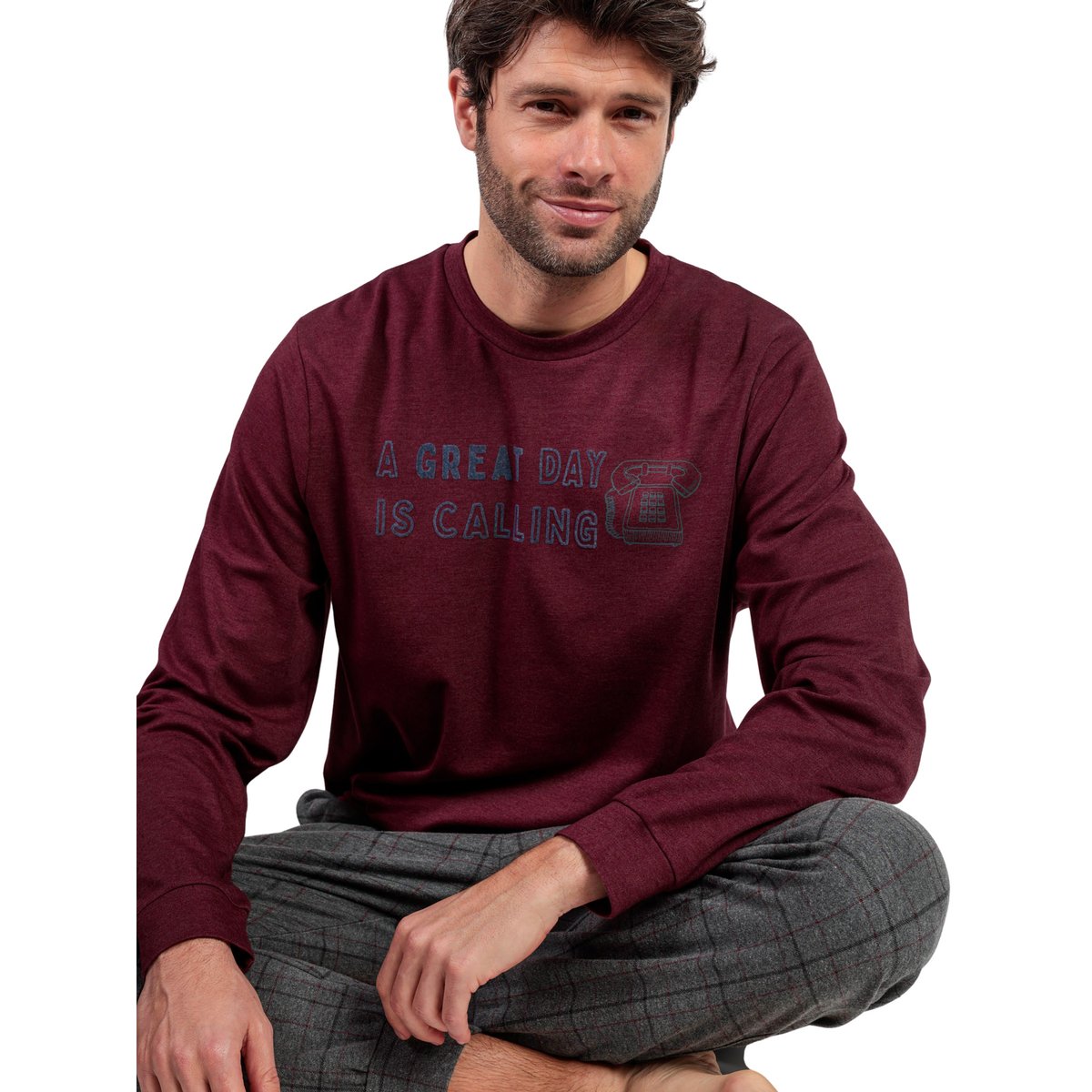Pyjama pantalon top manches longues Calling bordeaux, ADMAS