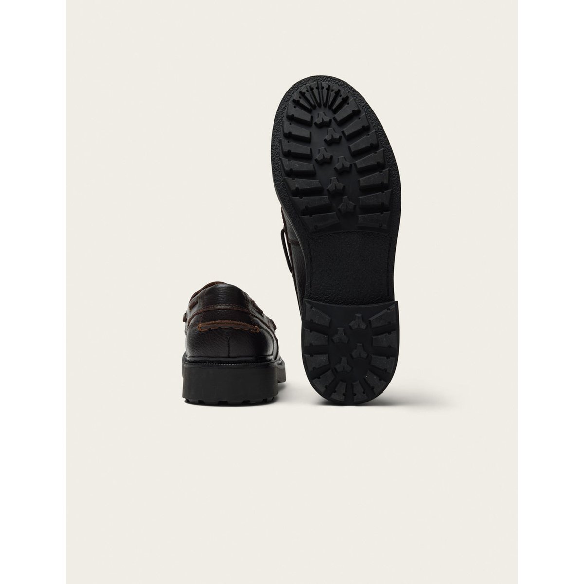 Chaussures Bateau TONKI cuir grainé marron, ODAJE