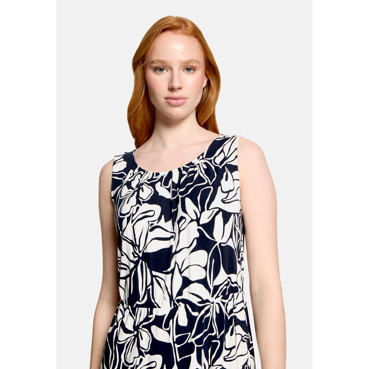 Robe d'été à encolure ronde bleu/blanc, BETTY BARCLAY