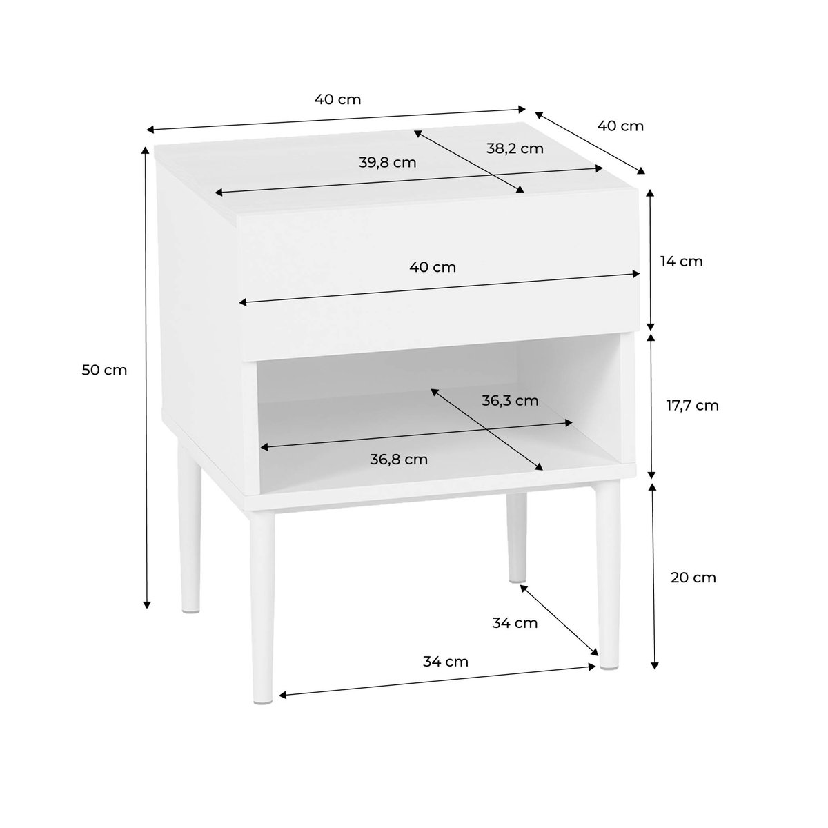 Table de chevet décor bois piétement métal 1 tiroir 1 niche  ASHTON gris, SWEEEK