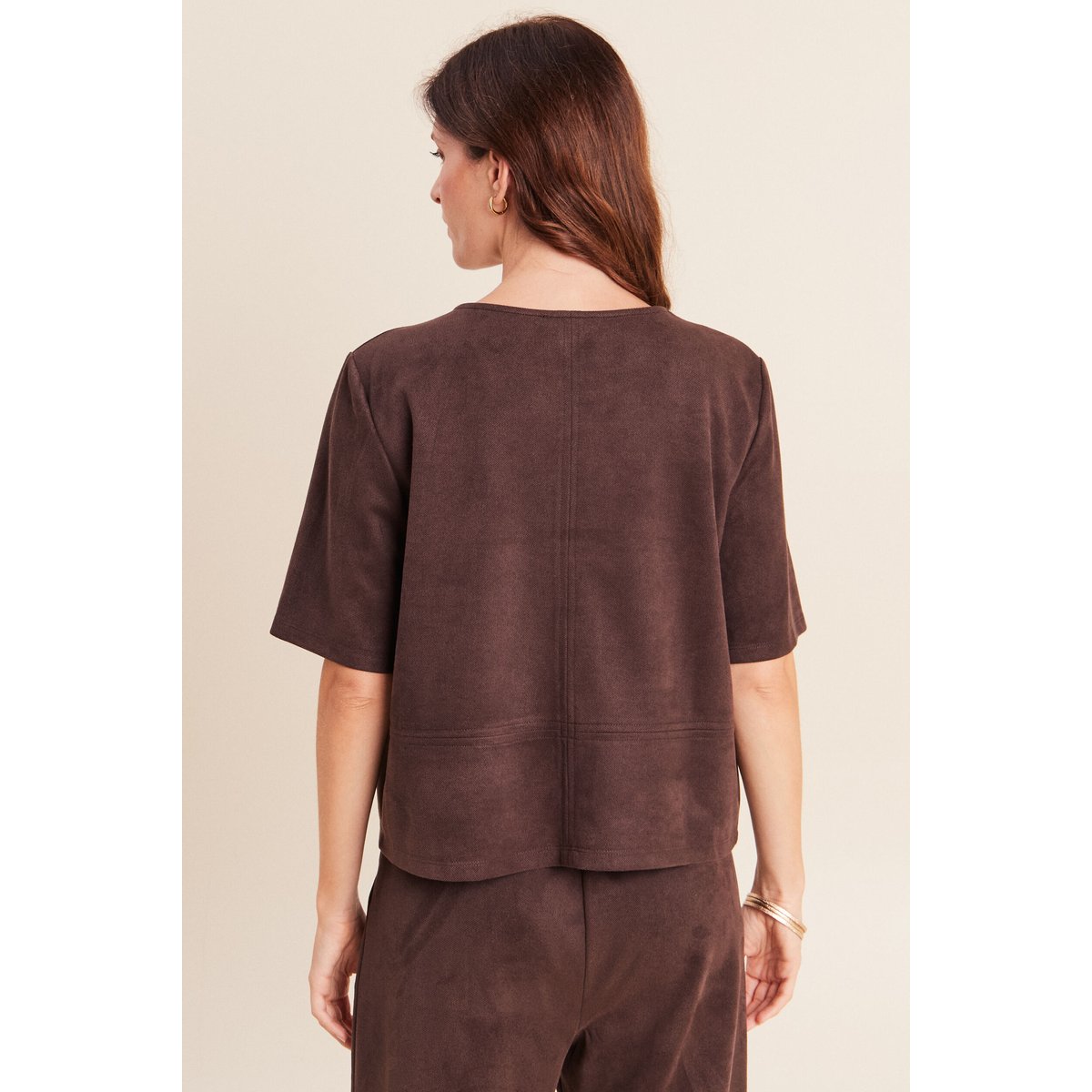T-shirt manches coudes marron foncé, BREAL