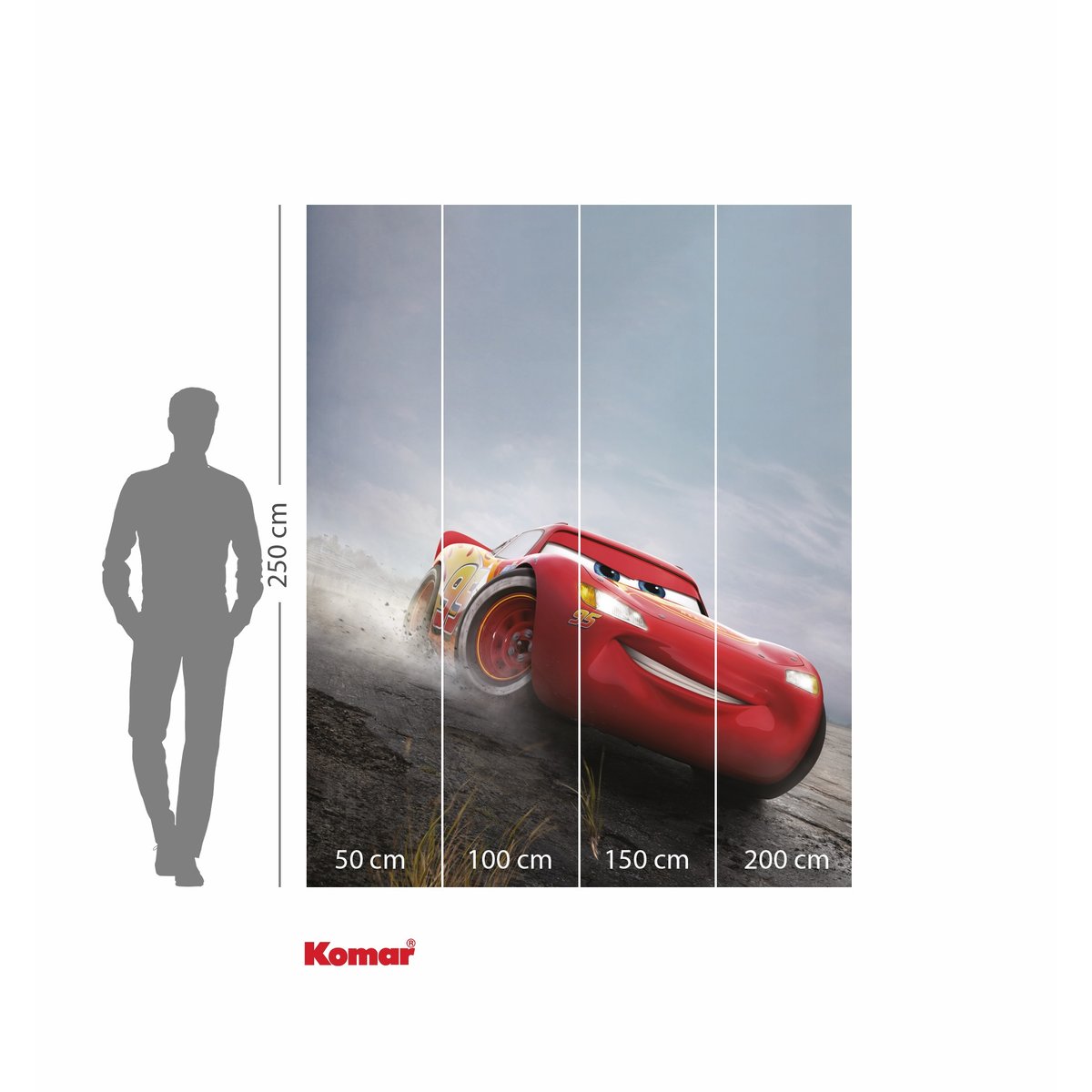 Papier peint Komar - Disney and Pixar Cars Shine - 200 x 250 cm rouge, HEXOA