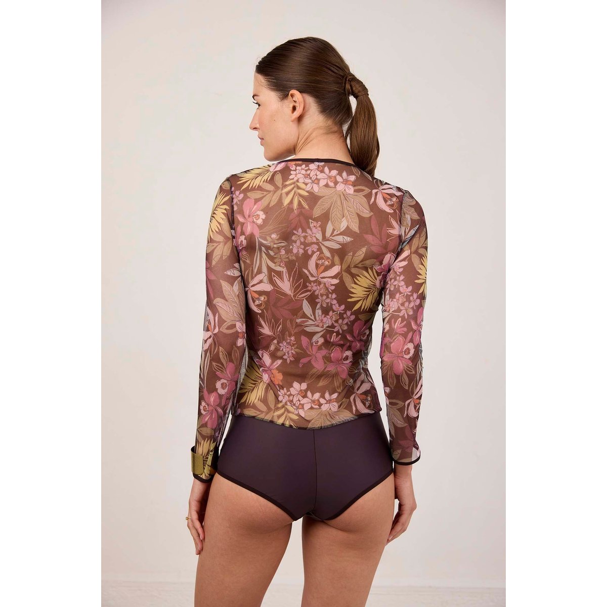 Body manches longues en microfibre et tulle NUFIT GARDEN nighty garden, MAISON LEJABY