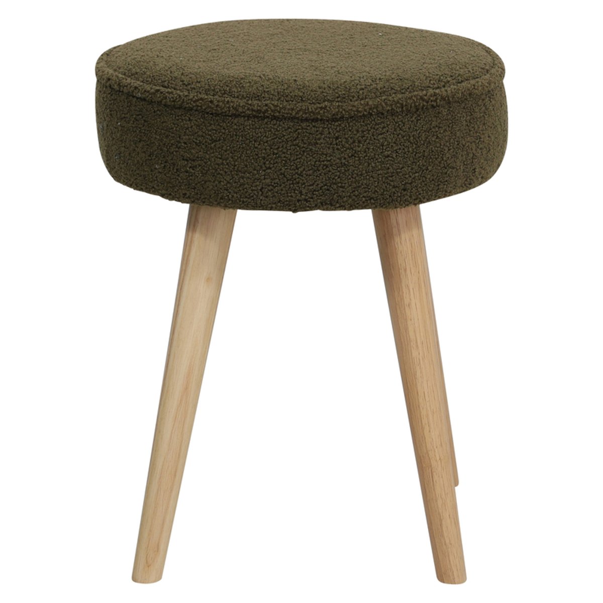 Pouf tissu effet laine bouclette écru kaki, ZAGO