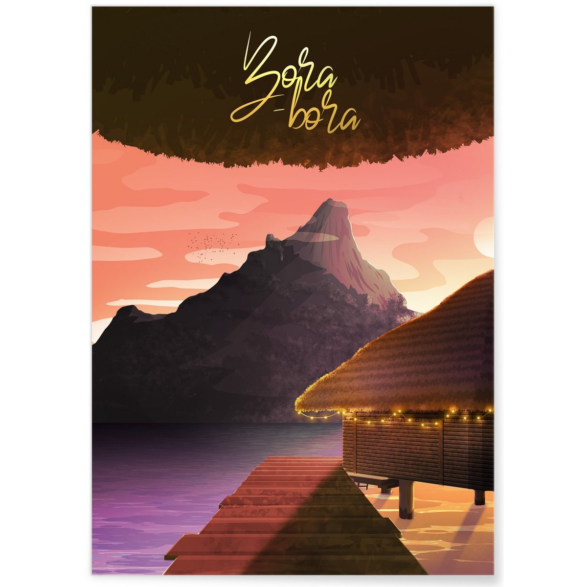 Affiche Bora-Bora blanc, L'AFFICHERIE