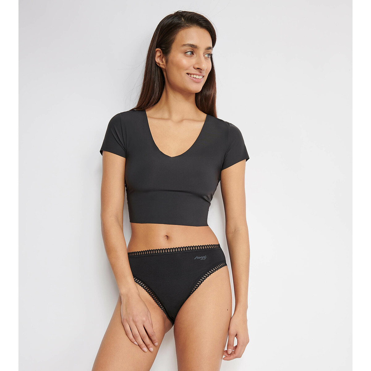 Confezione da 3 slip sgambati Go Crush blu marino+nero+stampa, SLOGGI