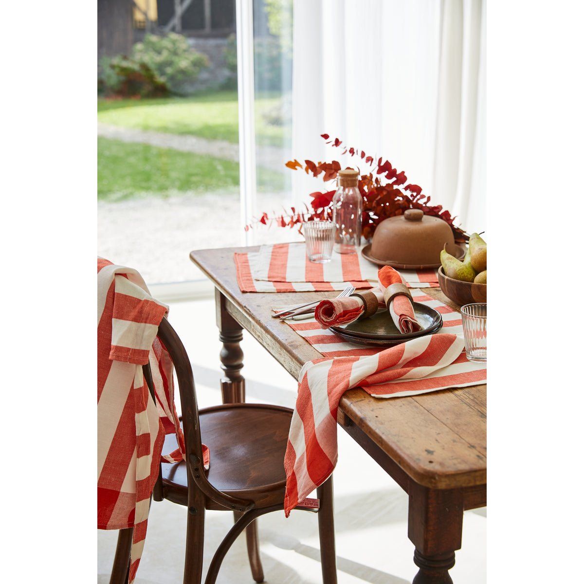 Serviette de table en lin et coton MALO rouge, COUCKE