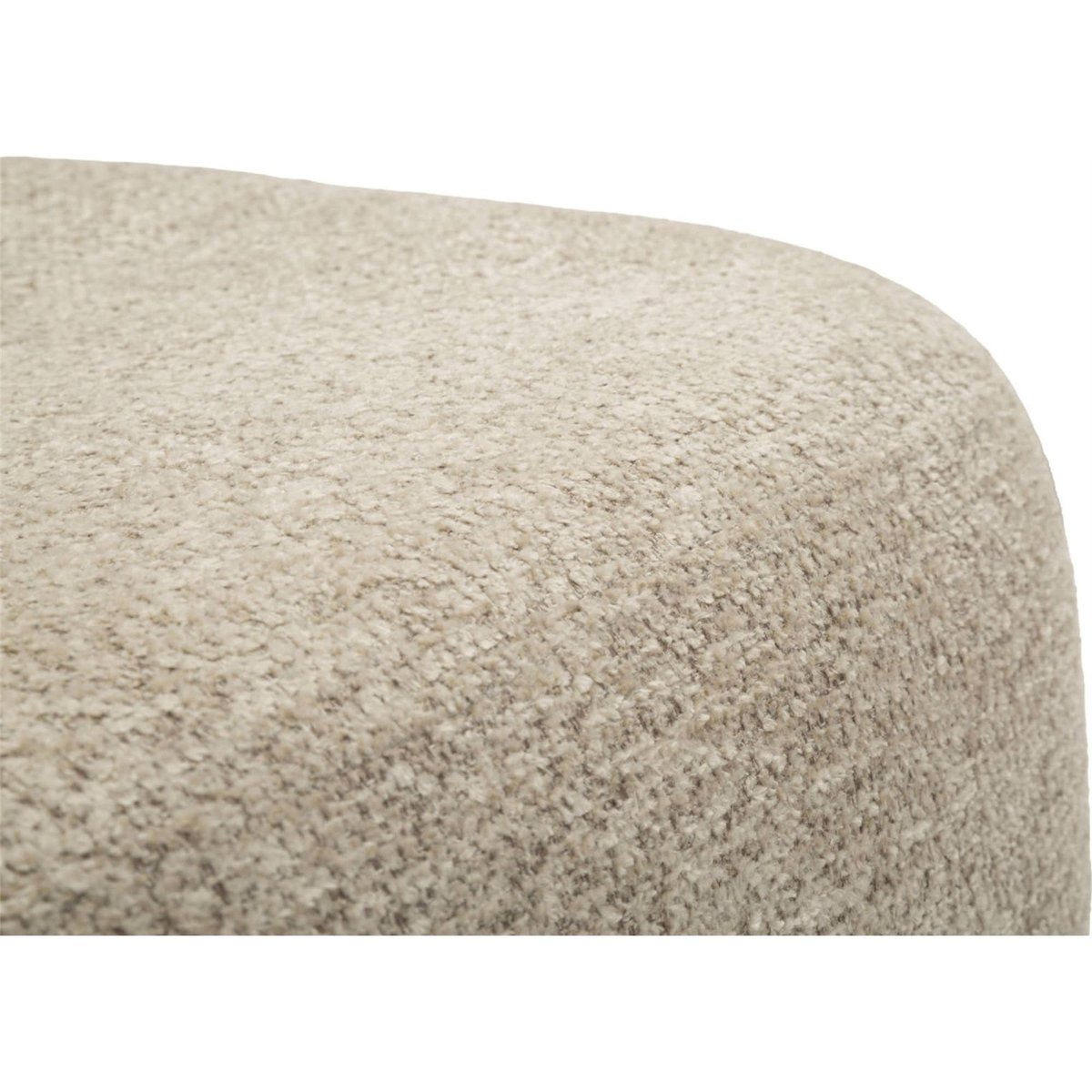 Fauteuil japandi tissu bouclé assise enveloppante beige grisé et marron bois, RECOLLECTION