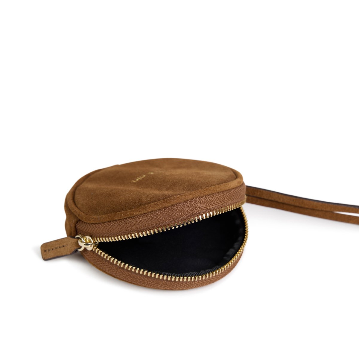 Sac à bandoulière rond en cuir OLIA camel, NAT & NIN
