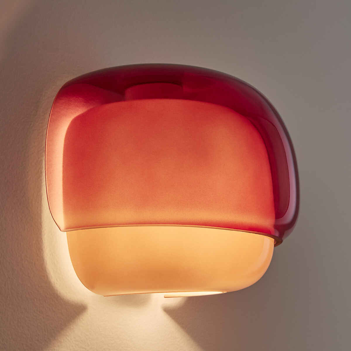 Wandlamp van gekleurd glas, KINOKO rood, LA REDOUTE INTERIEURS
