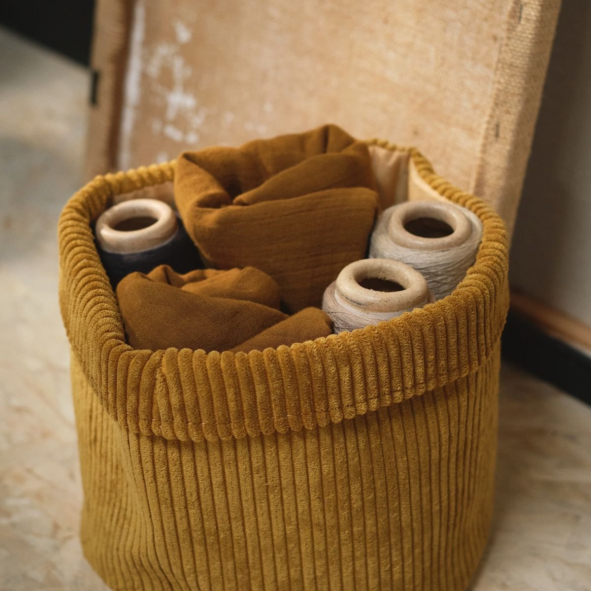 Panier de rangement rond COZY marron, FACTORY