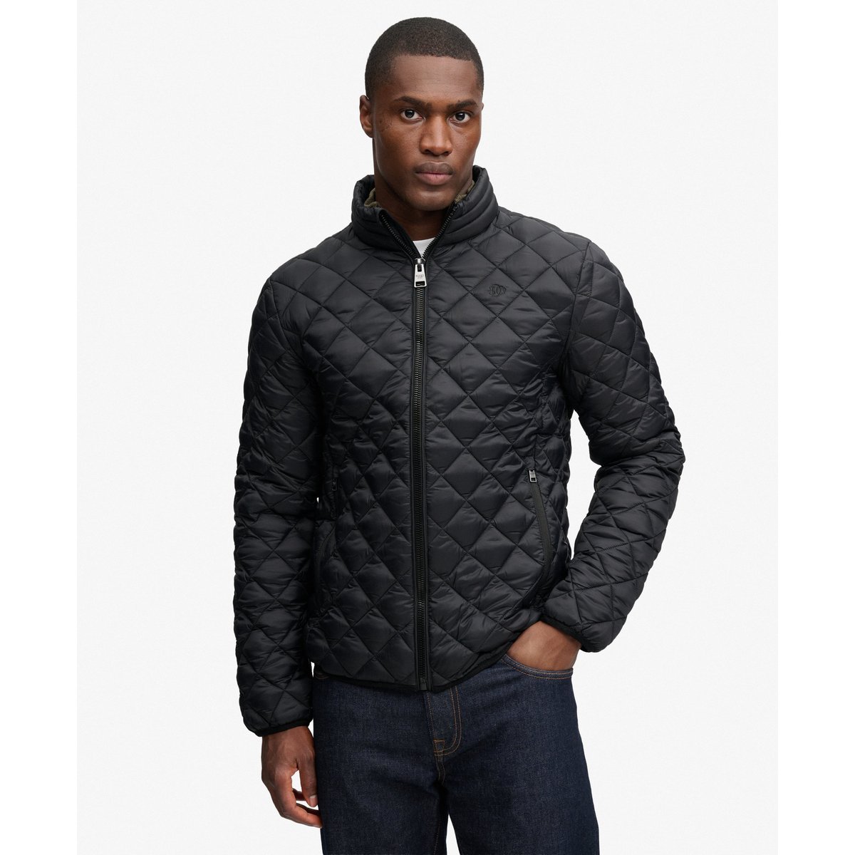 Veste Fuji Diamond Quilt coupe ajustée noir de jais, SUPERDRY