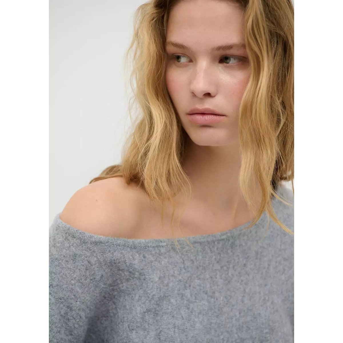 Pull-over épaules dénudées gris chiné moyen, MANGO TEEN
