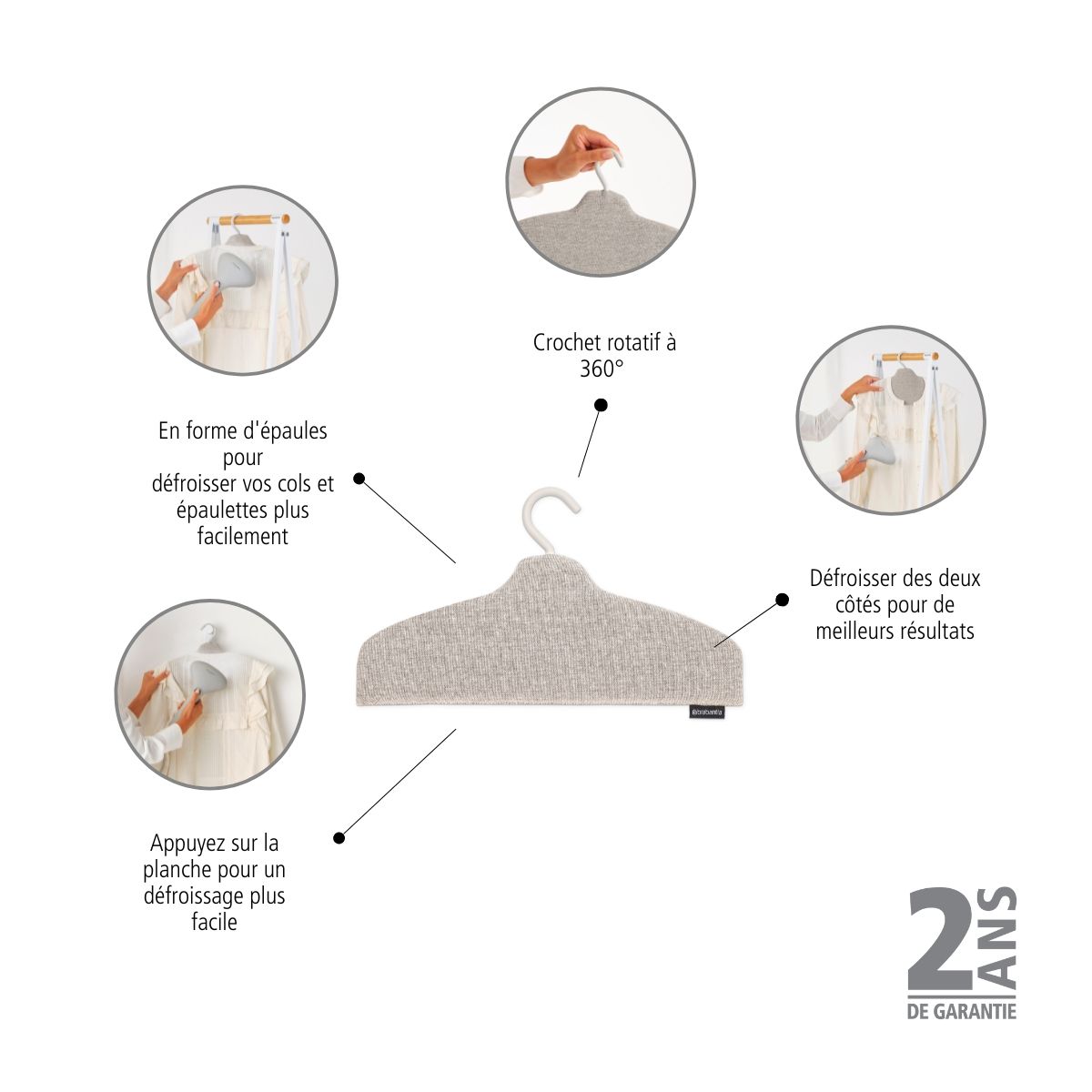 Cintres Cintre pour défroisseur Grey couleur unique, BRABANTIA