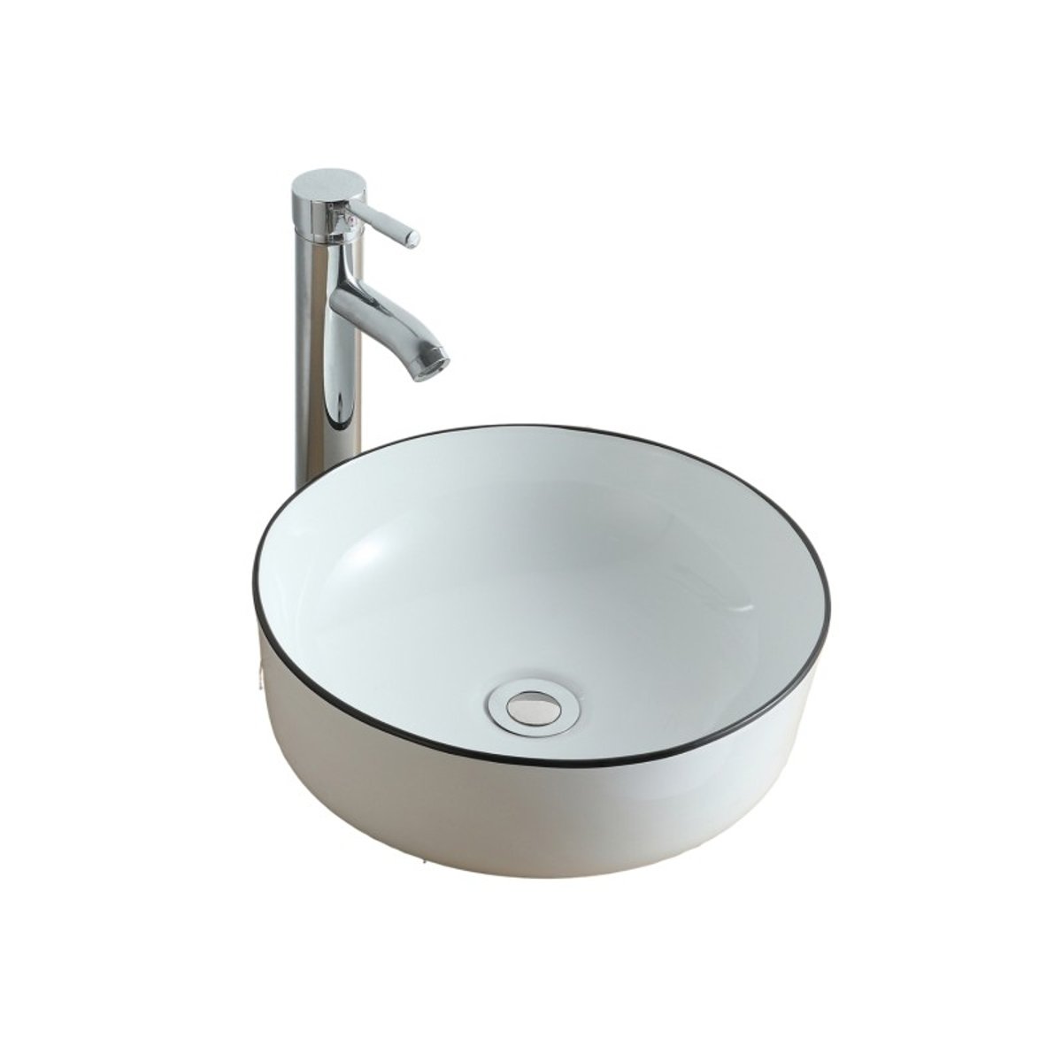 Vasque à poser ronde en céramique avec liseré 37cm DIEGO v002233, MOB IN