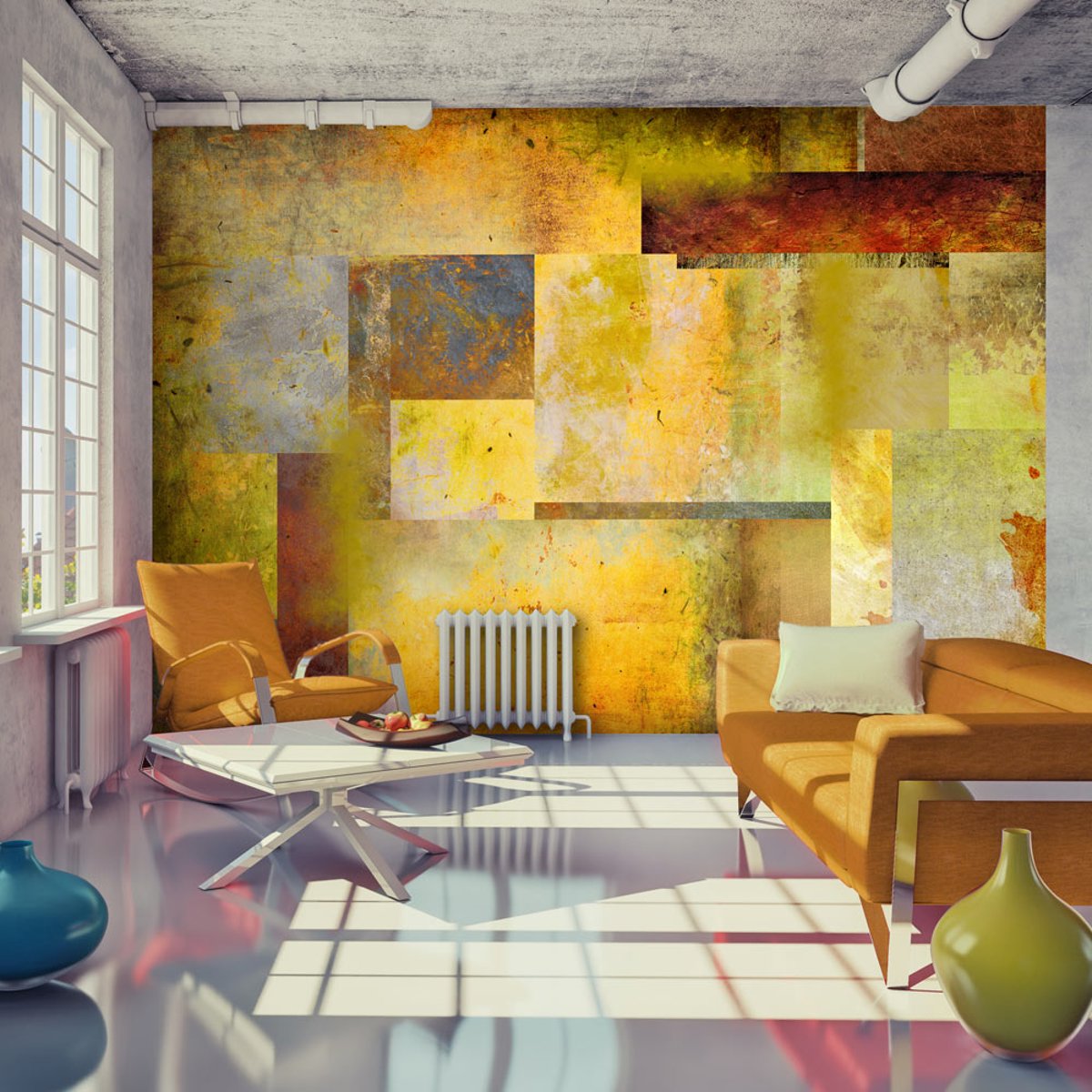 Papier peint intissé panoramique Abstractions Orange Hue of Art Expression gris / argent, EDEN