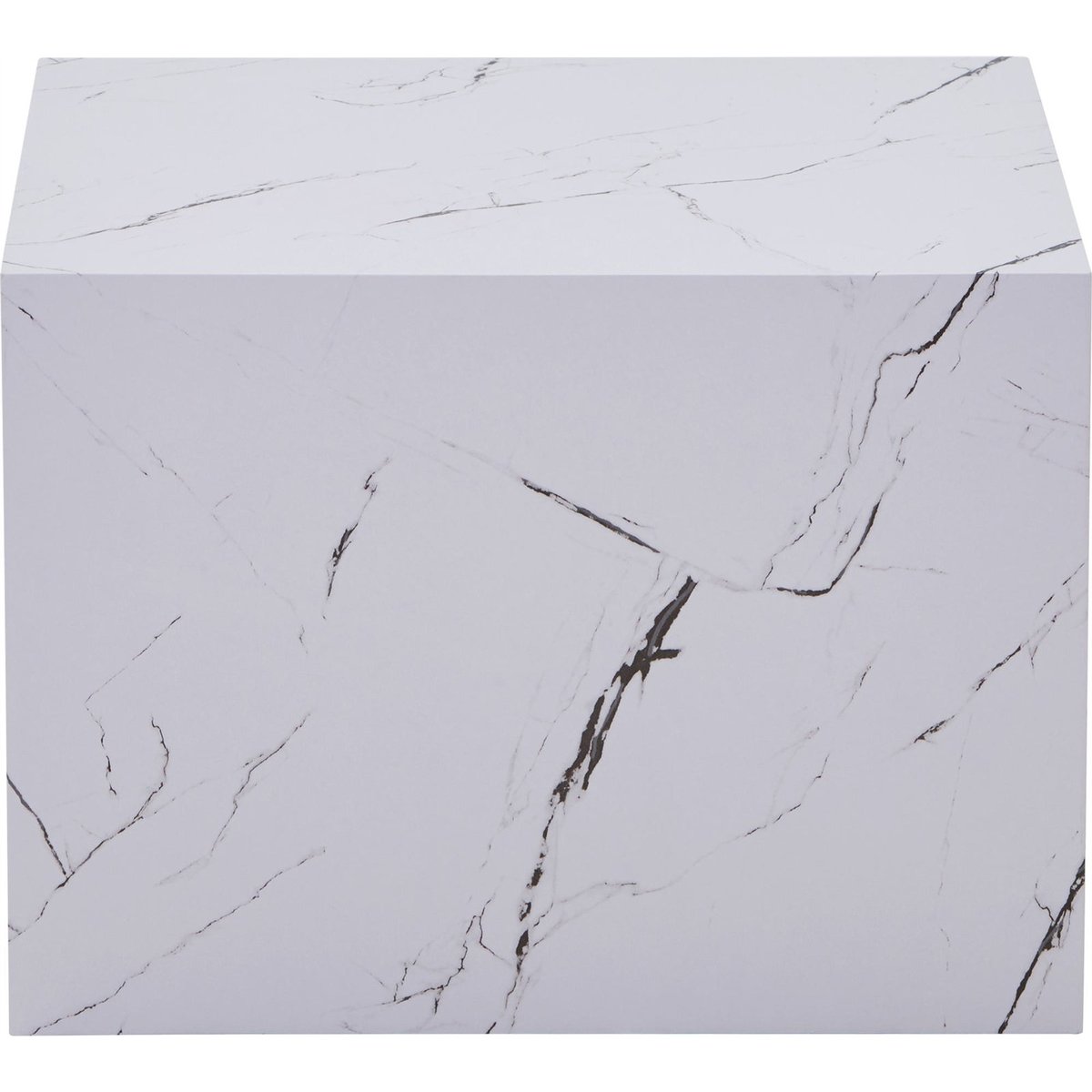 Table dappoint carrée, Cuboid blanc effet marbre veiné gris, ARTE ESPINA