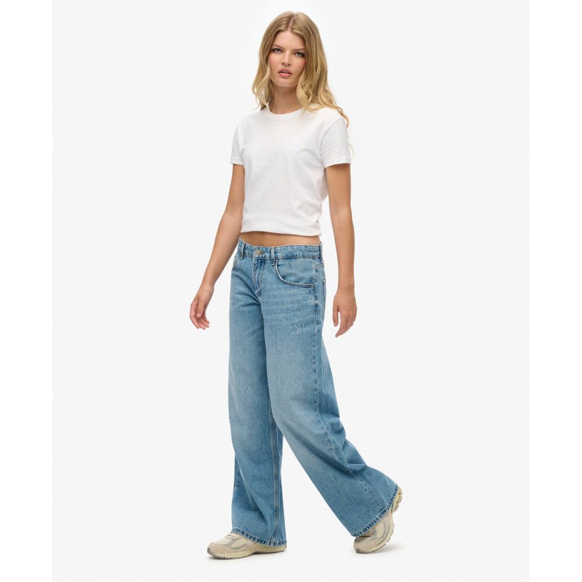 Jean Baggy Cult taille mi-haute bleu clair délavé vintage, SUPERDRY