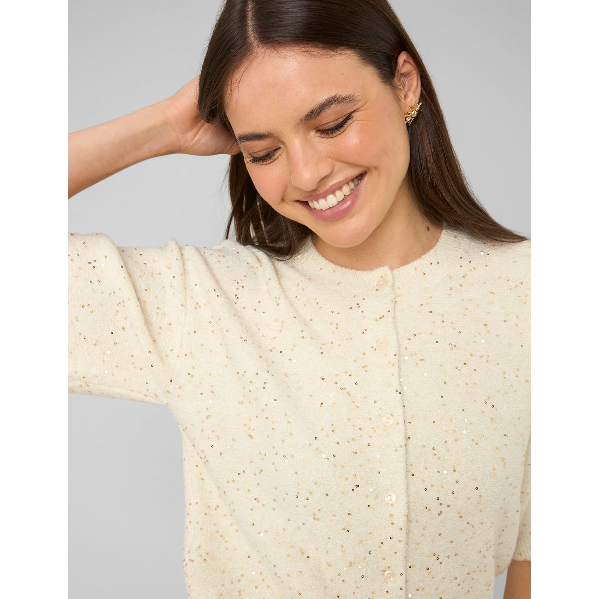 Gilet maille brillante ecru, BZB