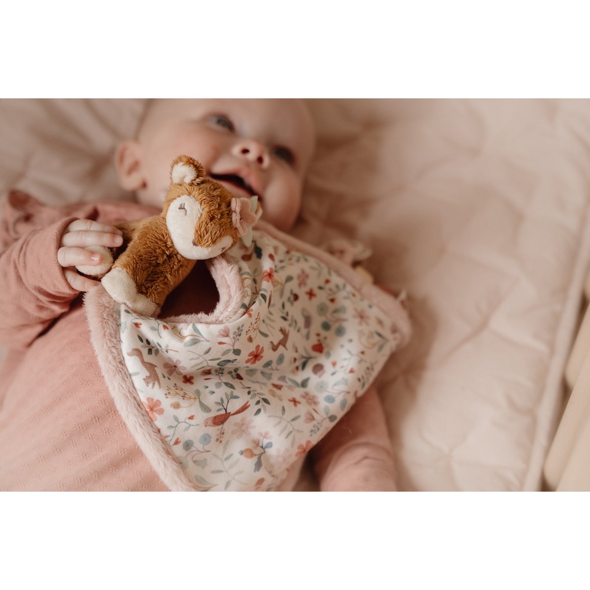 Doudou attache sucette rose, vert, multicolore, marron, LITTLE DUTCH