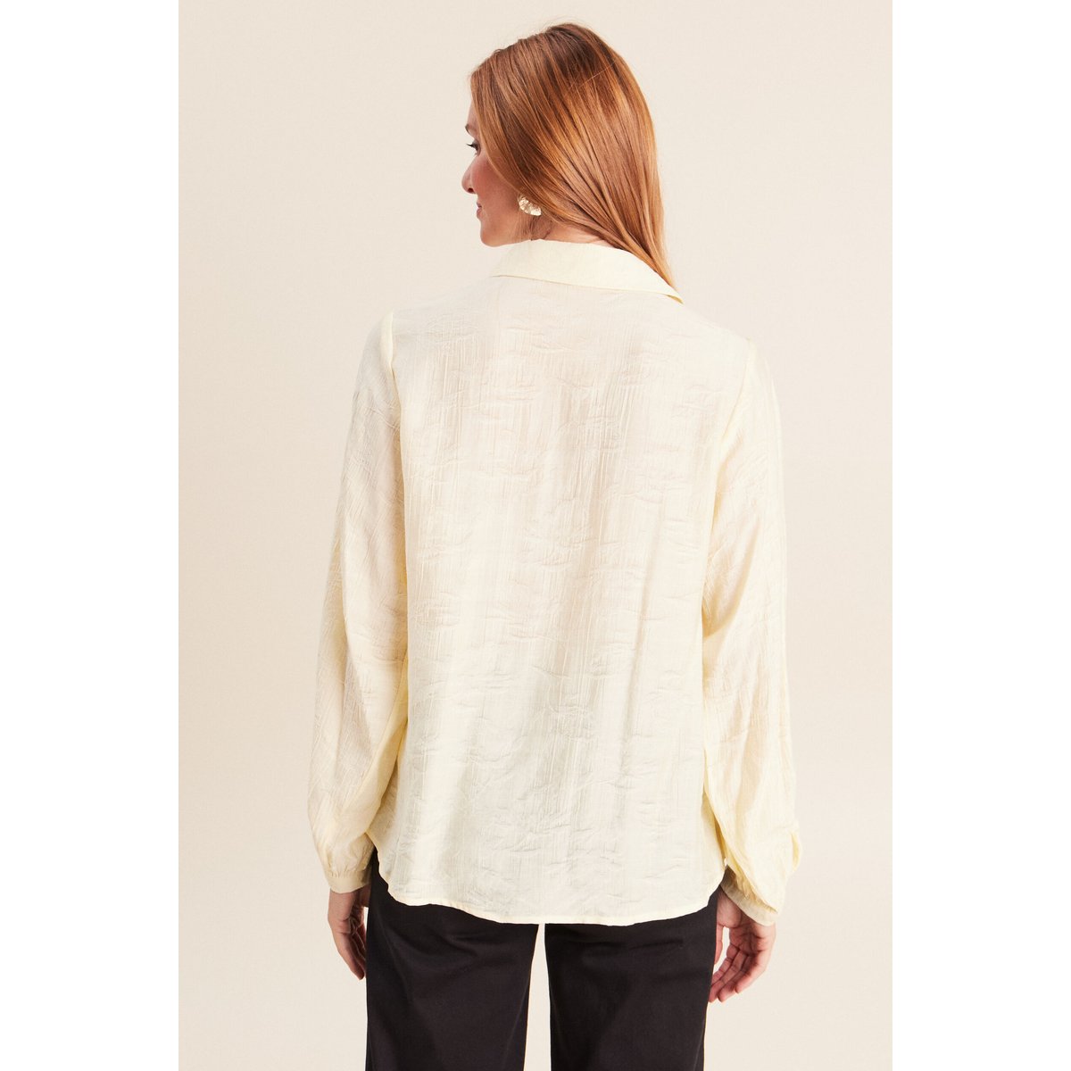 Chemise fluide manches longues jaune pastel, BREAL