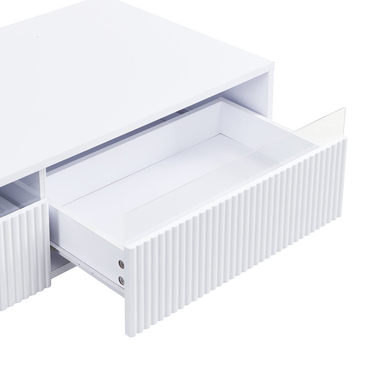 Table basse avec 2 tiroirs style moderne, CATTAIL white, MEUBLES COSY