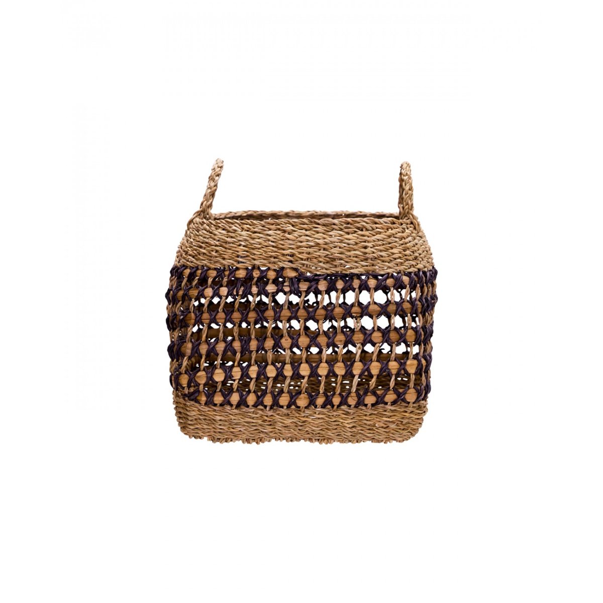 Lot de 2 paniers en jonc de mer Pauta naturel, noir, HOUSE DOCTOR