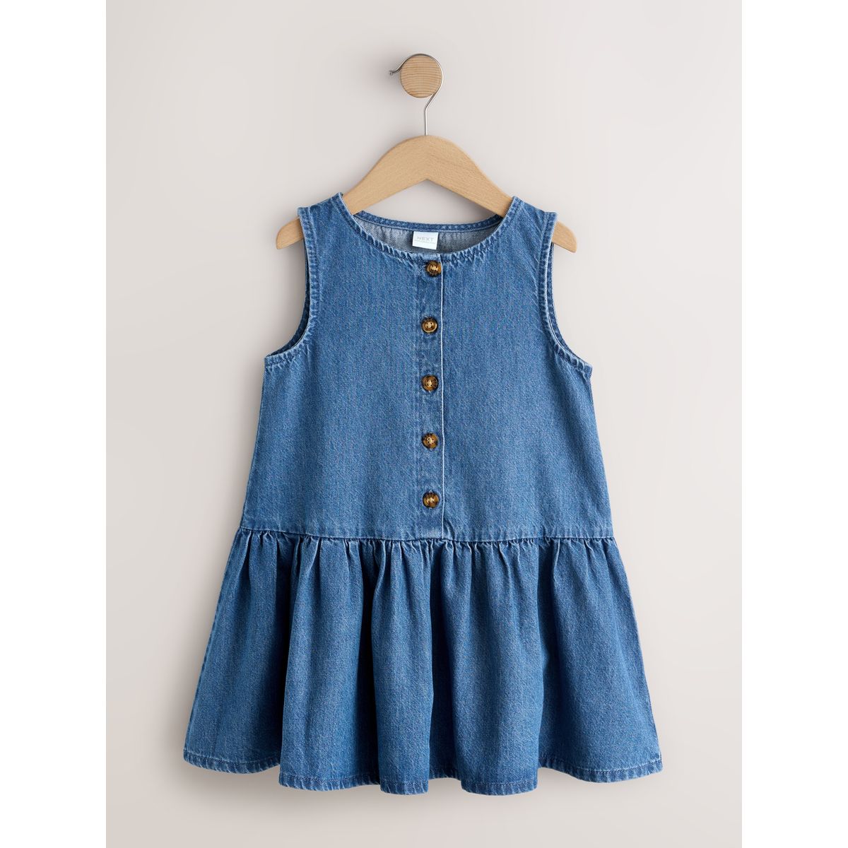 Robe boutonnée en jean à taille tombante bleu, NEXT