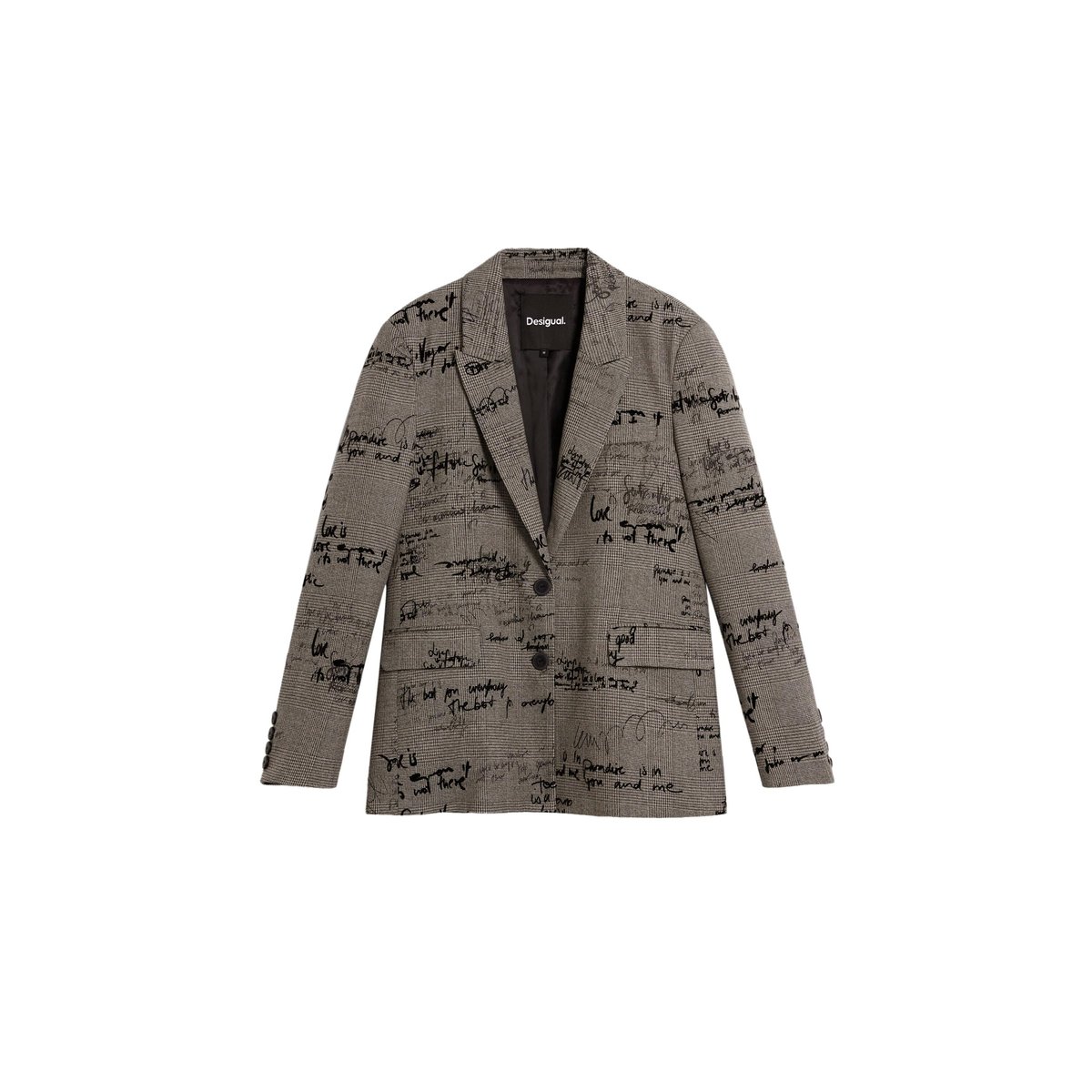 Blazer lettering carreaux gray, DESIGUAL