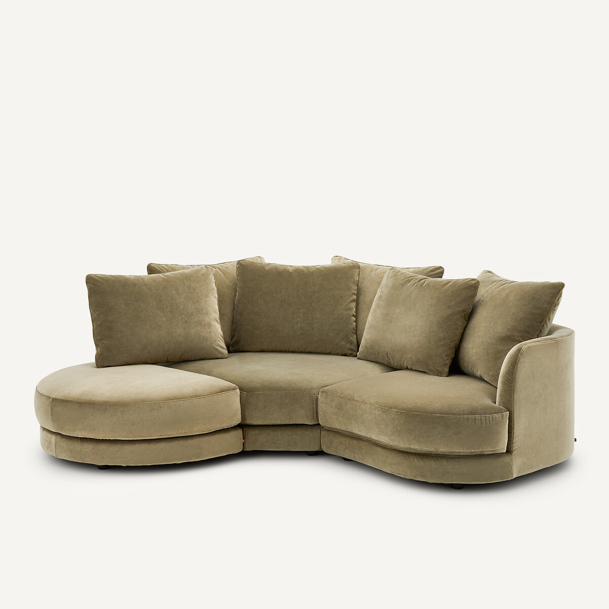 Canapé d'angle modulable en velours de lin, TIBERIO tilleul, AM.PM