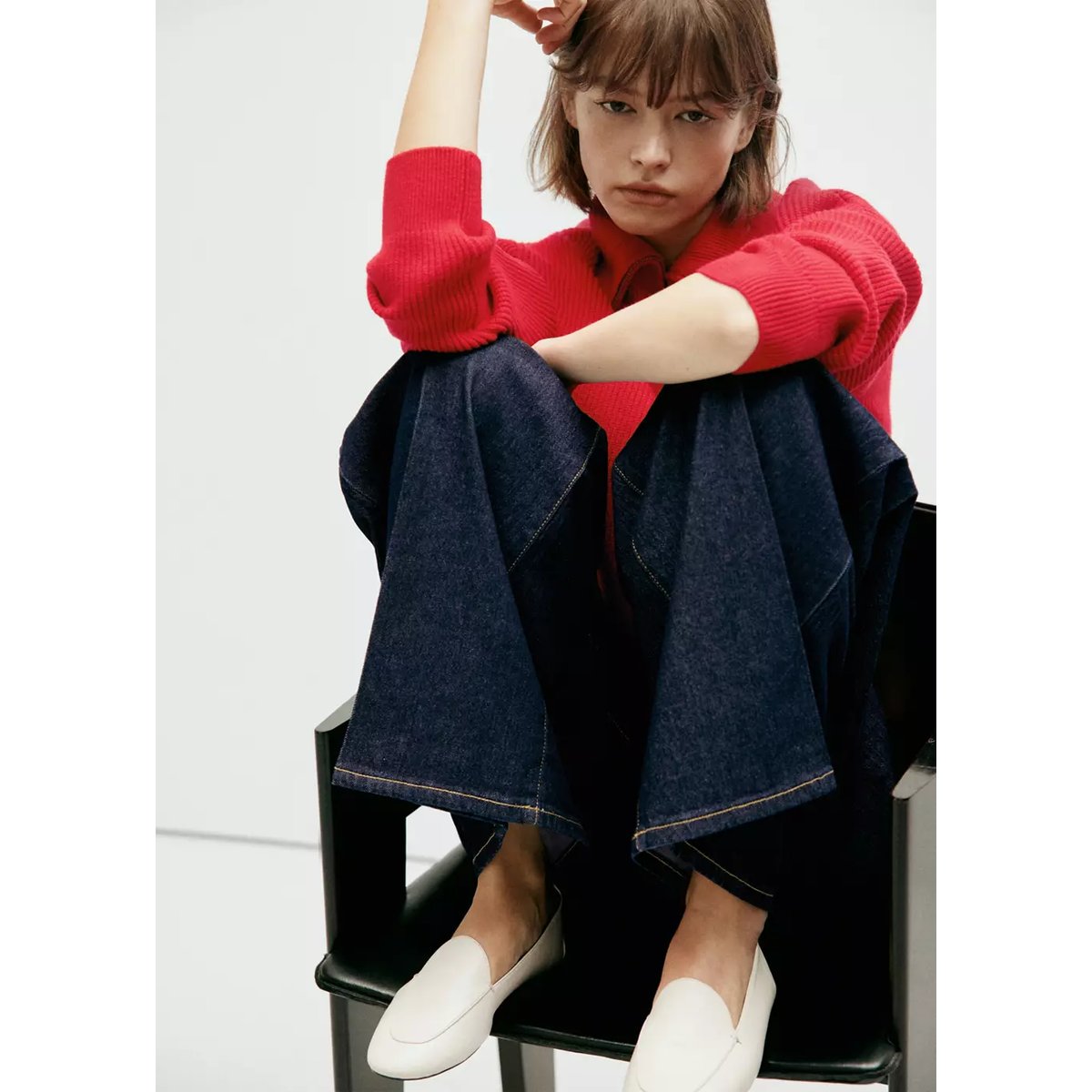 Mocassins cuir blanc, MANGO