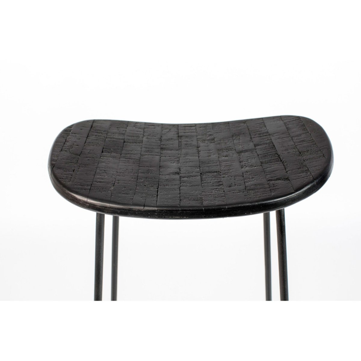 Tabouret de bar en teck recyclé et métal H62cm- TANGLE noir, DRAWER