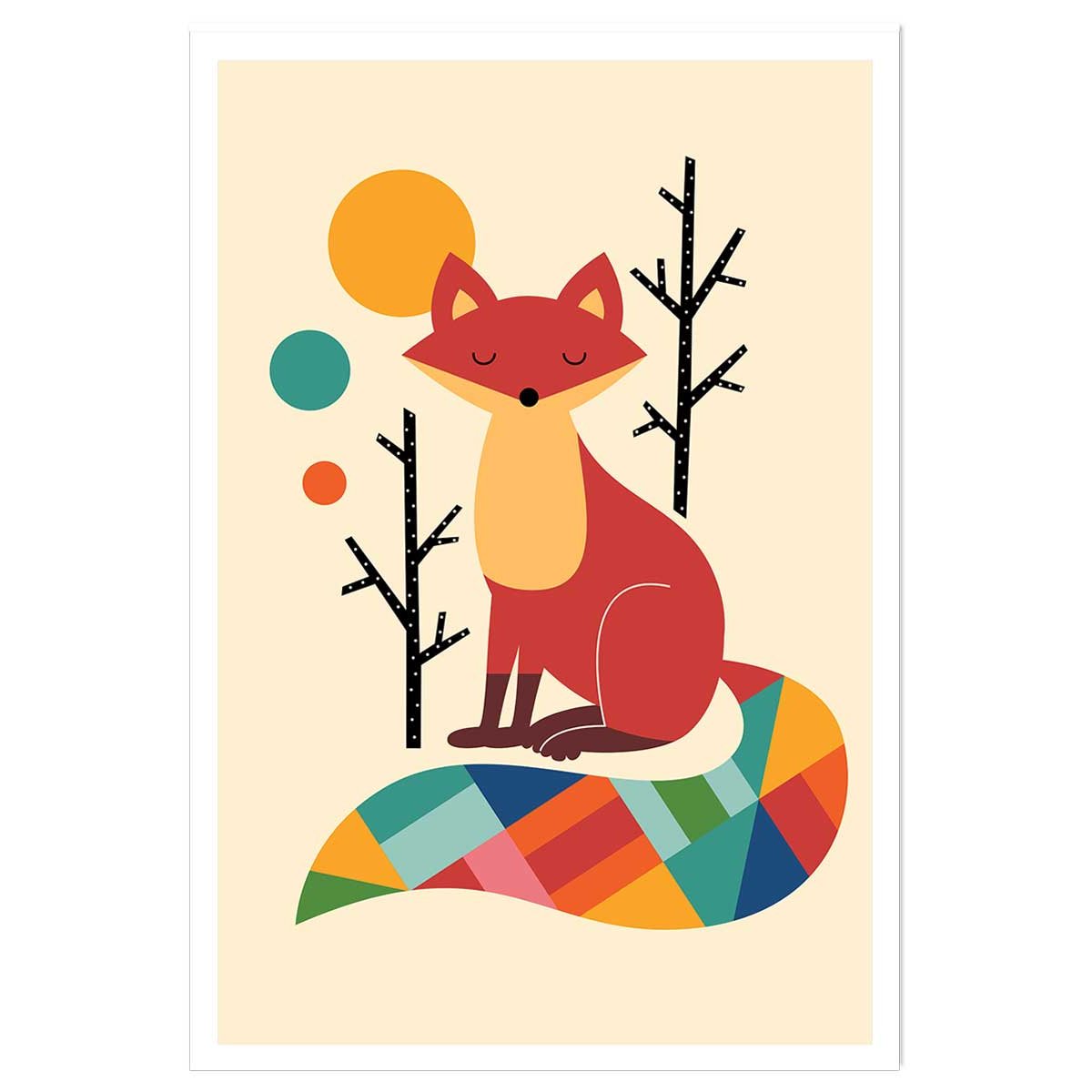 Affiche enfant rainbow fox affiche seule, HEXOA
